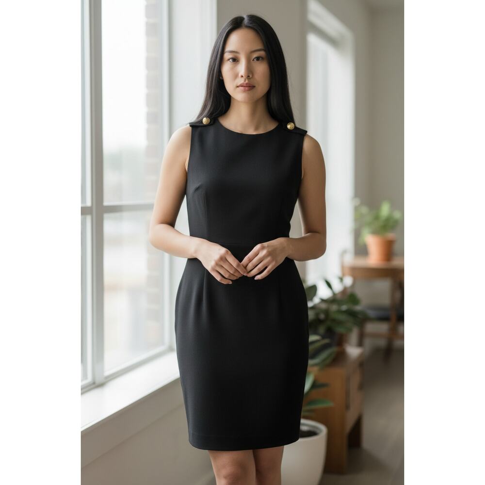 Tory Burch Evelina Navy Shift Dress Wool Blend Size 10